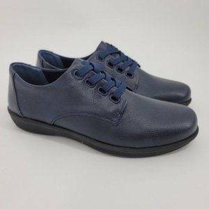 Comfortview Navy Lace Up The Celinda Oxford Flats Sz 7.5 Wide